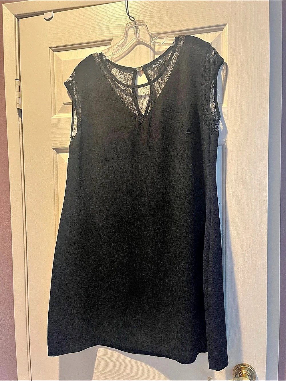city chic Black Lace Neck dress Size XS Like New